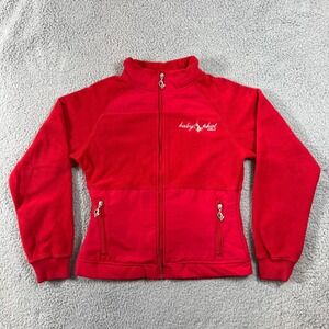 Baby Phat Girls Red Fleece Track Jacket Full Zip Cat Logo & Headband Size XL NWT